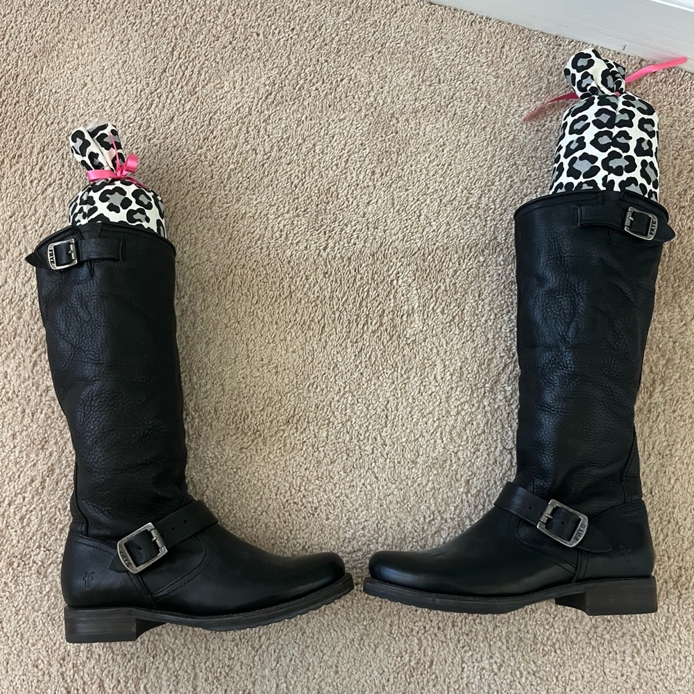 Black Women's Tall Leather Riding Boots